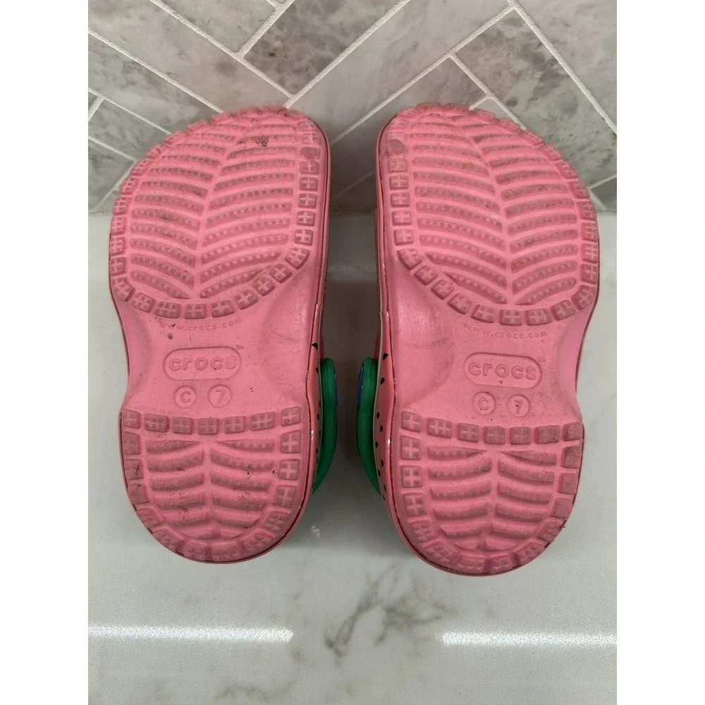 Crocs Jolly Rancher Watermelon Kids Clogs Size‎ 7C Pink Green Jibbitz Charms